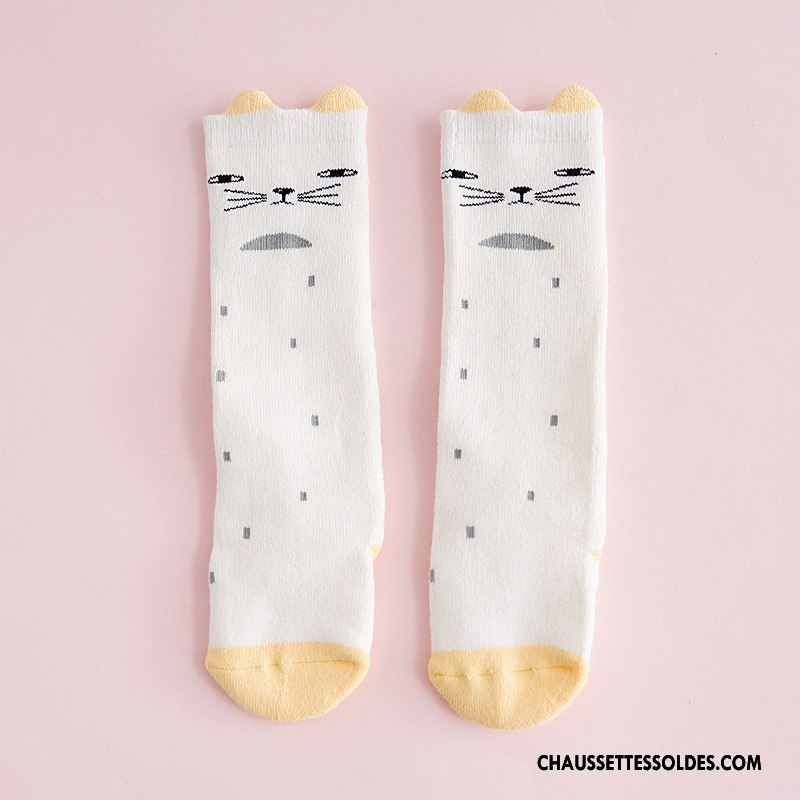 Chaussettes Mi Hautes Fille L'automne Bébé Ours Terry Enfant Dessin Animé Blanc