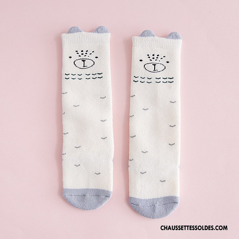 Chaussettes Mi Hautes Fille L'automne Bébé Ours Terry Enfant Dessin Animé Blanc