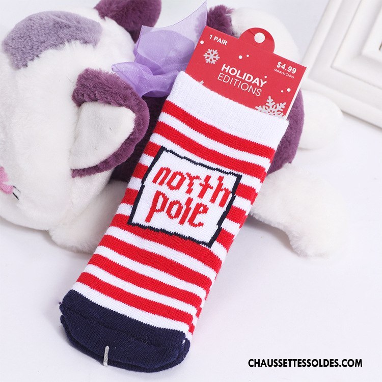Chaussettes Mi Hautes Fille L'automne Enfant Noël Bébé Terry Hiver Rouge