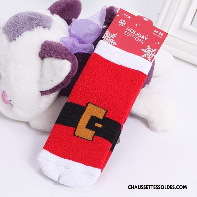 Chaussettes Mi Hautes Fille L'automne Enfant Noël Bébé Terry Hiver Rouge