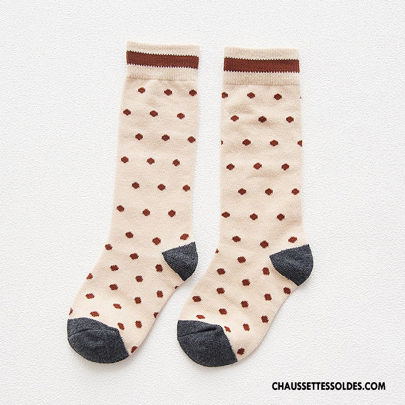 Chaussettes Mi Hautes Fille L'automne Matelassé Milieu Point D'onde Hiver Enfant Bordeaux