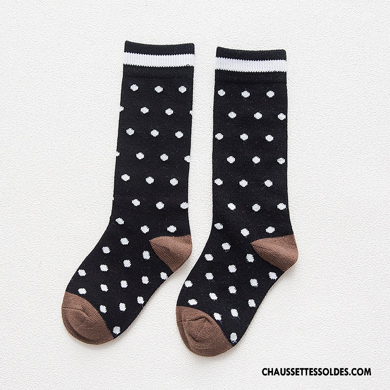Chaussettes Mi Hautes Fille L'automne Matelassé Milieu Point D'onde Hiver Enfant Bordeaux
