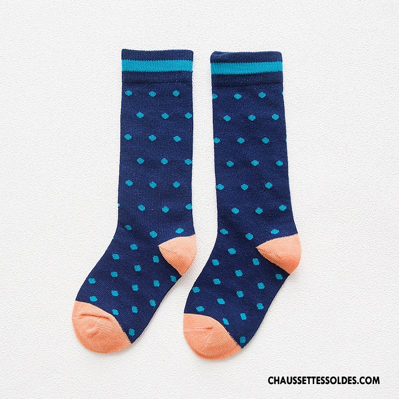 Chaussettes Mi Hautes Fille L'automne Matelassé Milieu Point D'onde Hiver Enfant Bordeaux
