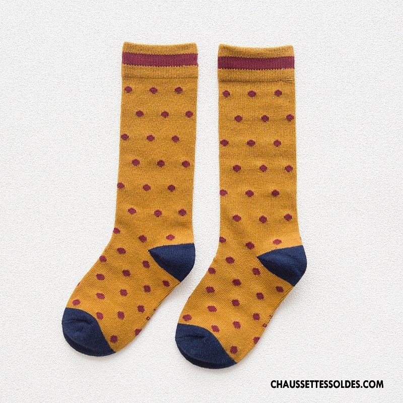 Chaussettes Mi Hautes Fille L'automne Matelassé Milieu Point D'onde Hiver Enfant Bordeaux