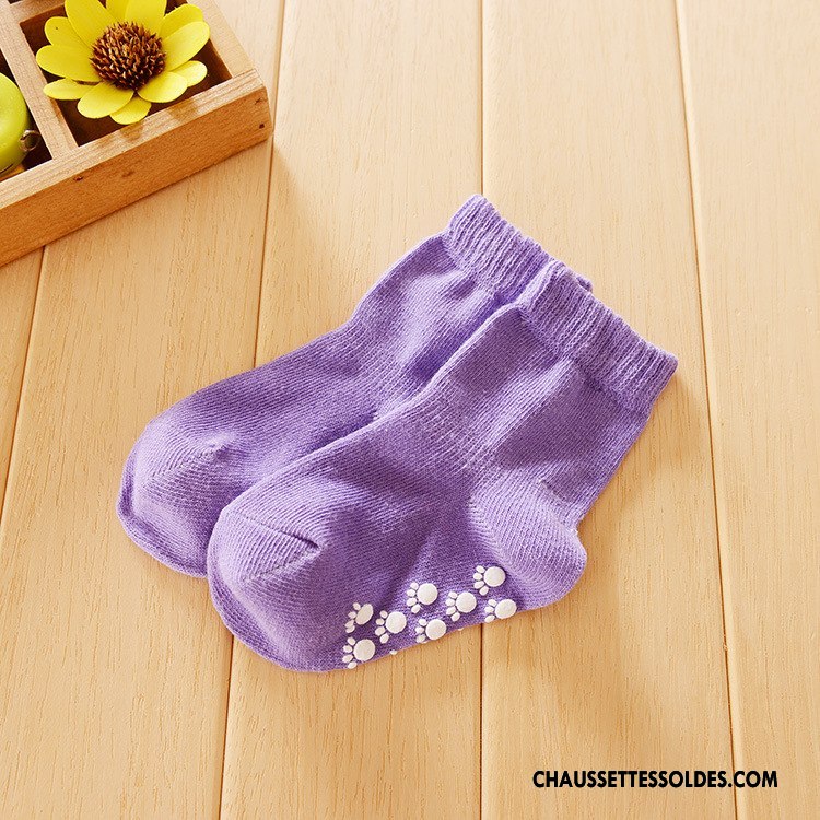 Chaussettes Mi Hautes Fille L'automne Printemps Bébé Antidérapant 100% Coton Bouche Libre Couleurs De Bonbons Pure Bleu
