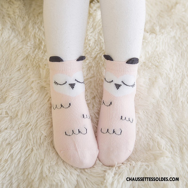 Chaussettes Mi Hautes Fille L'automne Printemps Bébé Dimensionnel Chaussettes En Coton Milieu Rose