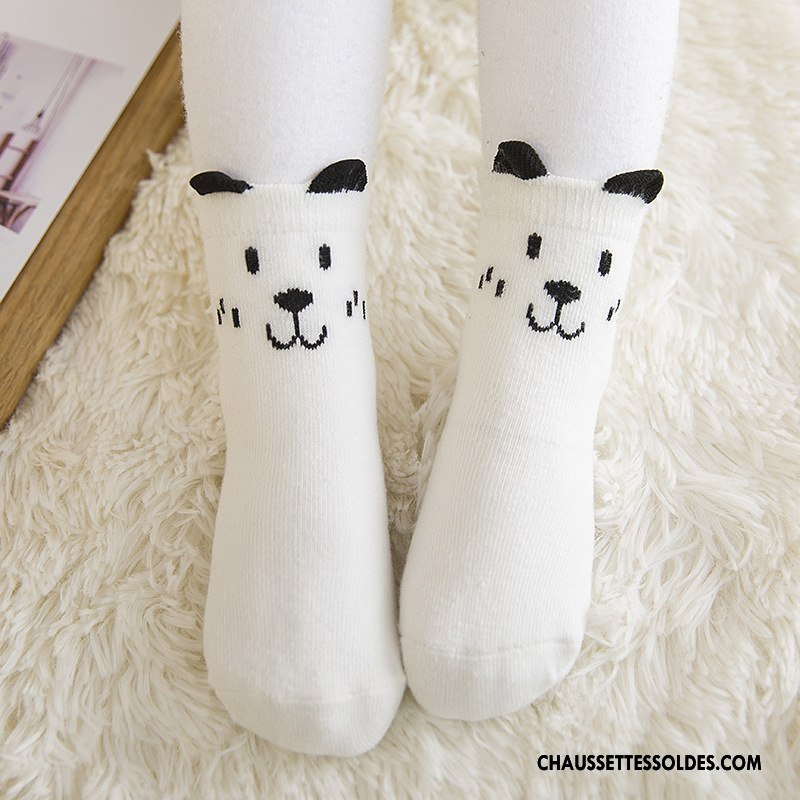 Chaussettes Mi Hautes Fille L'automne Printemps Bébé Dimensionnel Chaussettes En Coton Milieu Rose