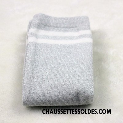 Chaussettes Mi Hautes Fille L'automne Rayé Femme Le Nouveau Printemps Milieu Gris