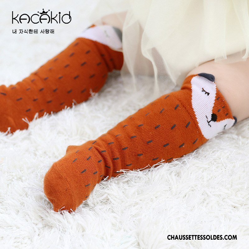 Chaussettes Mi Hautes Fille Le Nouveau Antidérapant Milieu Printemps Charmant Enfant Gris