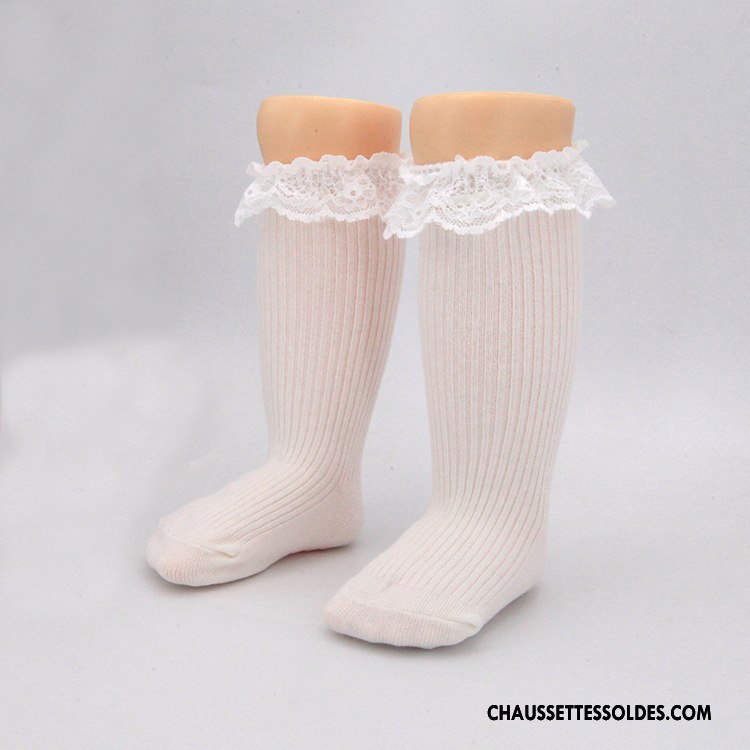 Chaussettes Mi Hautes Fille Le Nouveau Bébé Enfant Coton Bio Dentelle Milieu Rose