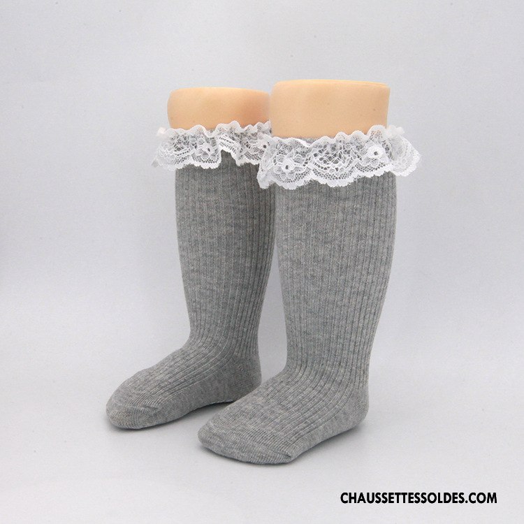 Chaussettes Mi Hautes Fille Le Nouveau Bébé Enfant Coton Bio Dentelle Milieu Rose