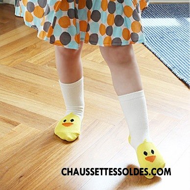 Chaussettes Mi Hautes Fille Le Nouveau Courte Antidérapant Enfant Matelassé Jaune