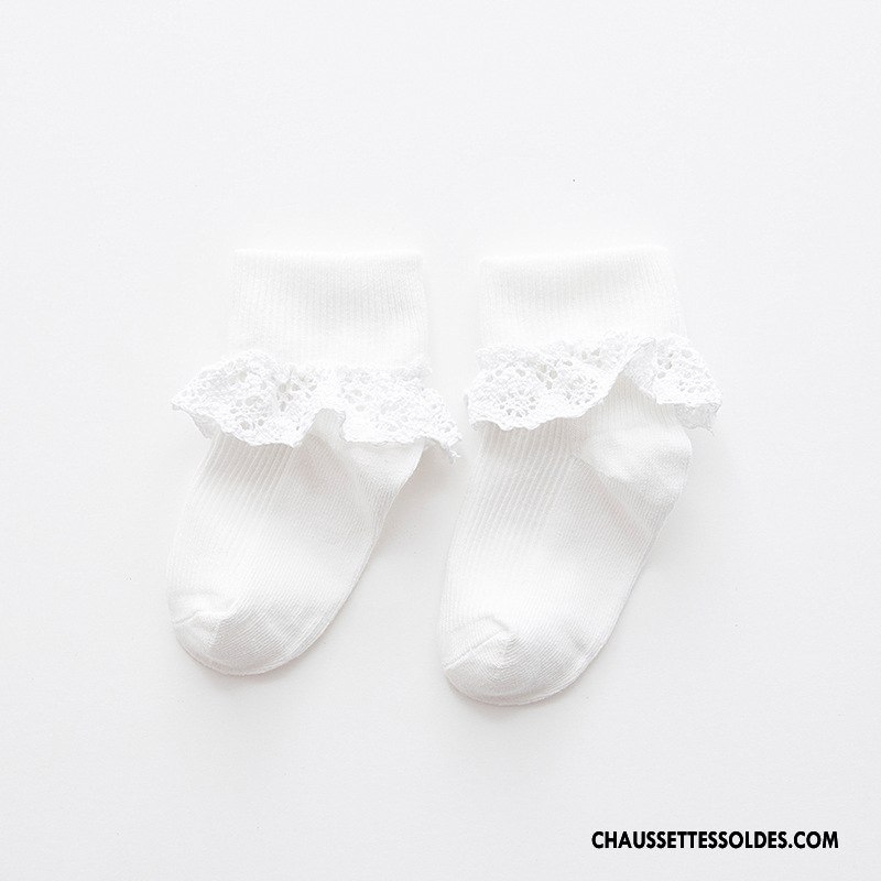 Chaussettes Mi Hautes Fille Le Nouveau Été Dentelle Enfant 100% Coton Matelassé Jaune
