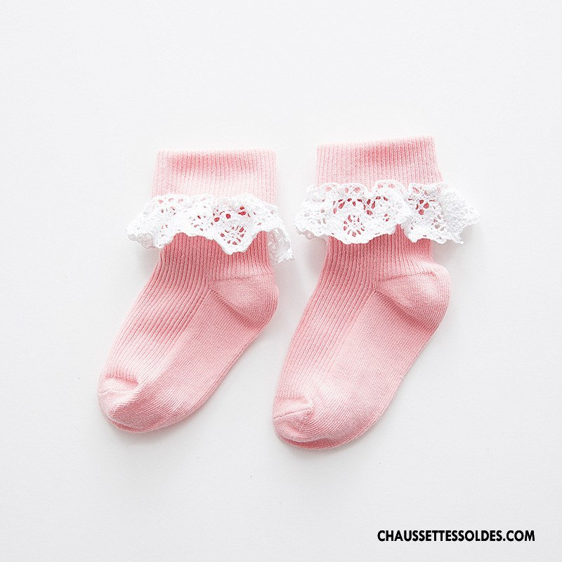 Chaussettes Mi Hautes Fille Le Nouveau Été Dentelle Enfant 100% Coton Matelassé Jaune