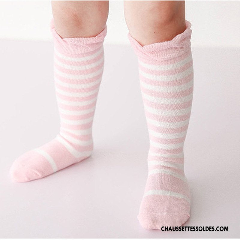 Chaussettes Mi Hautes Fille Longue Milieu Dentelle Princesse Enfant Rayé Bleu
