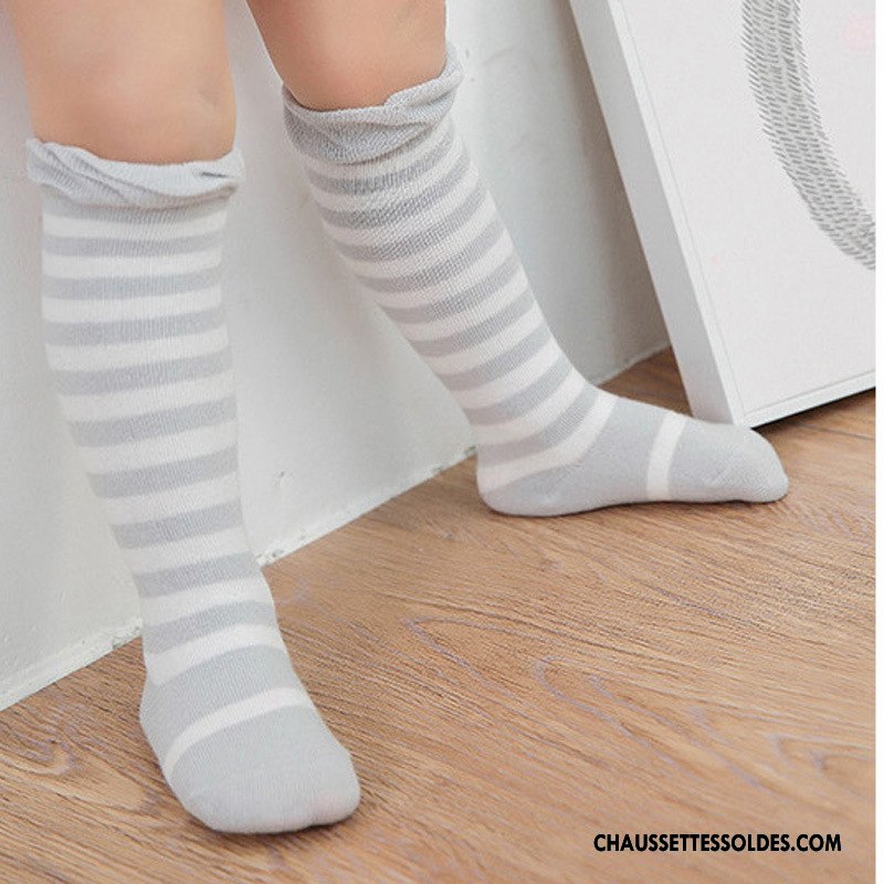 Chaussettes Mi Hautes Fille Longue Milieu Dentelle Princesse Enfant Rayé Bleu
