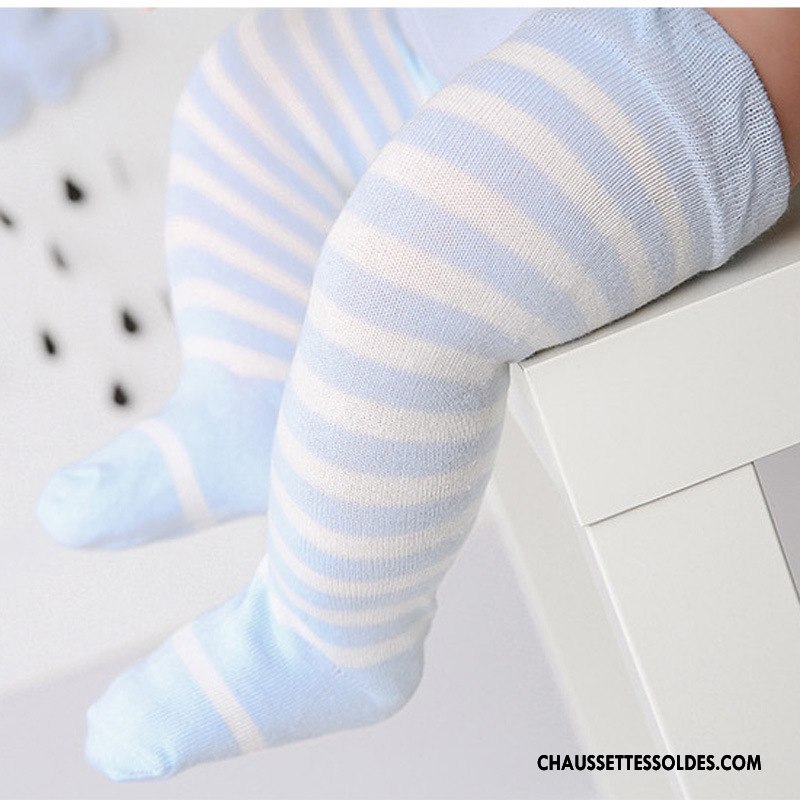 Chaussettes Mi Hautes Fille Longue Milieu Dentelle Princesse Enfant Rayé Bleu