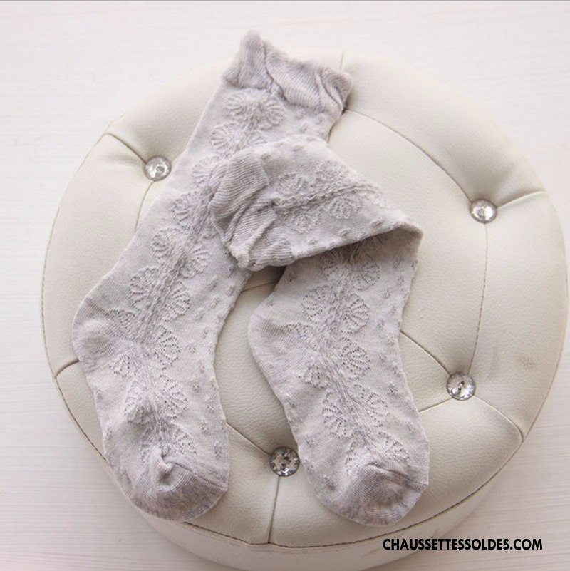 Chaussettes Mi Hautes Fille Légère Dentelle Milieu Engrener Femme Flocon De Neige Violet