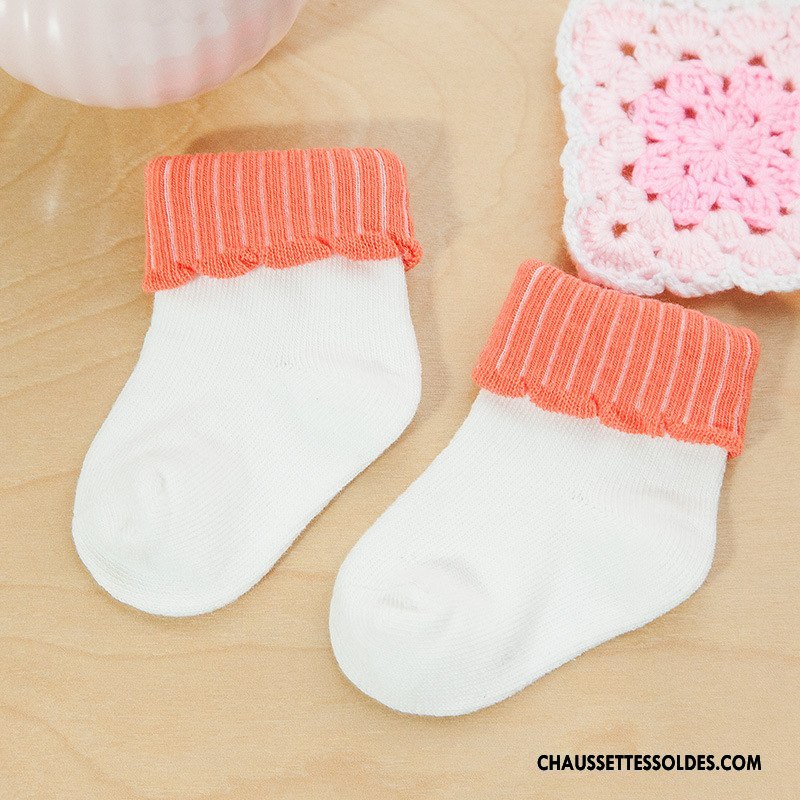 Chaussettes Mi Hautes Fille Matelassé L'automne Femme Homme Enfant Coton Bio Pure Rose