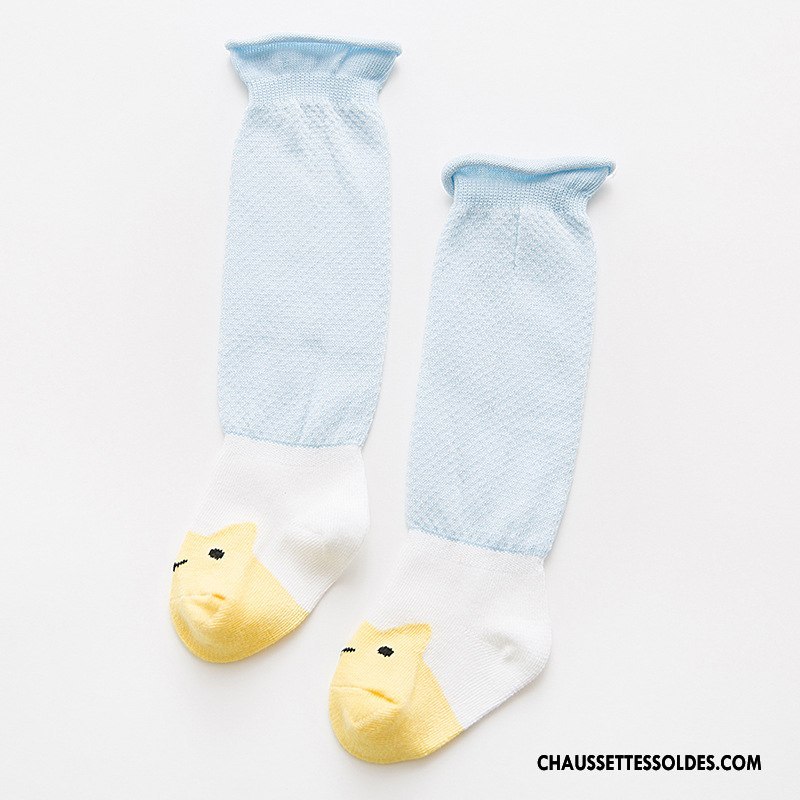 Chaussettes Mi Hautes Fille Milieu Enfant Bébé Rayé 100% Coton Printemps Bleu