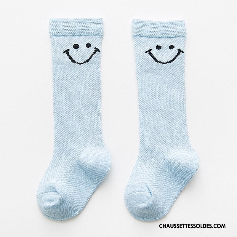 Chaussettes Mi Hautes Fille Milieu Enfant Bébé Rayé 100% Coton Printemps Bleu