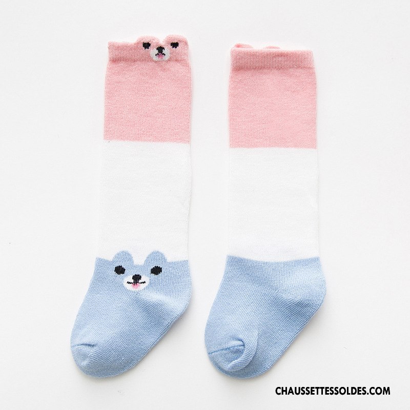 Chaussettes Mi Hautes Fille Milieu Enfant Bébé Rayé 100% Coton Printemps Bleu