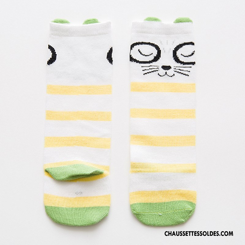 Chaussettes Mi Hautes Fille Milieu Enfant Bébé Rayé 100% Coton Printemps Bleu