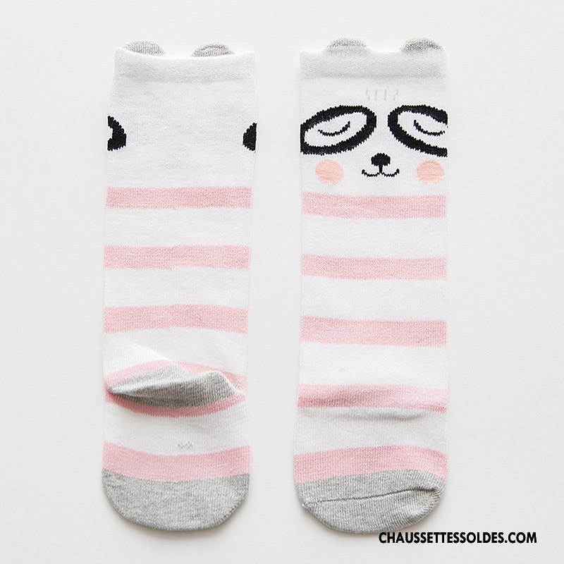 Chaussettes Mi Hautes Fille Milieu Enfant Bébé Rayé 100% Coton Printemps Bleu
