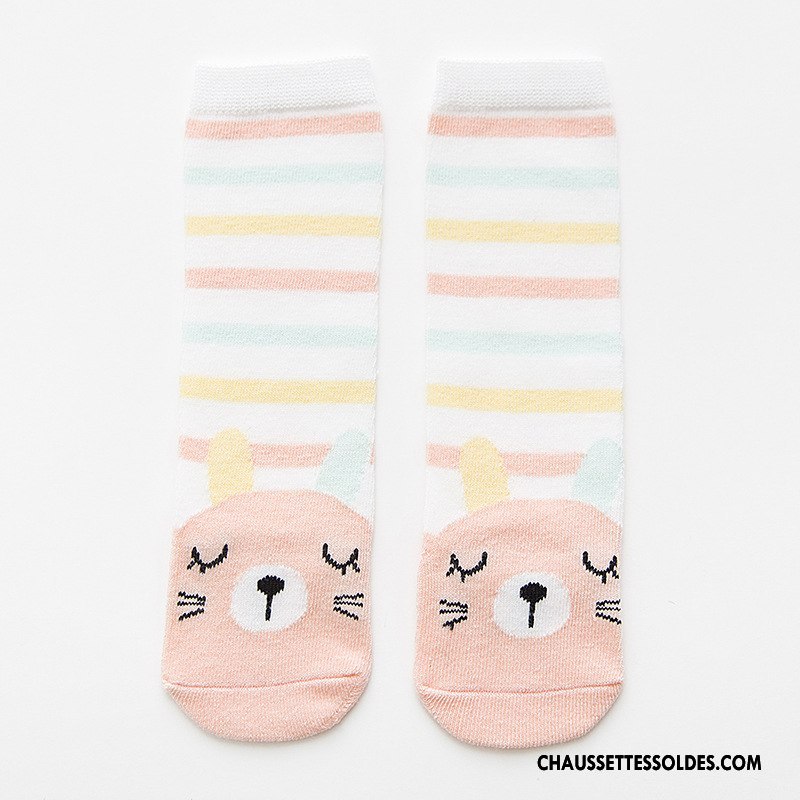 Chaussettes Mi Hautes Fille Milieu Enfant Bébé Rayé 100% Coton Printemps Bleu