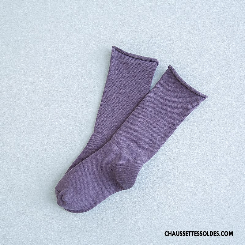 Chaussettes Mi Hautes Fille Milieu Hiver L'automne Enfant Matelassé Le Nouveau Pure Rose