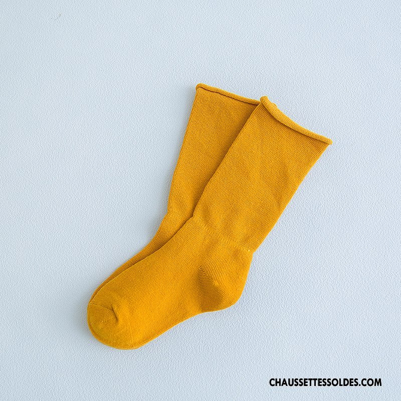 Chaussettes Mi Hautes Fille Milieu Hiver L'automne Enfant Matelassé Le Nouveau Pure Rose