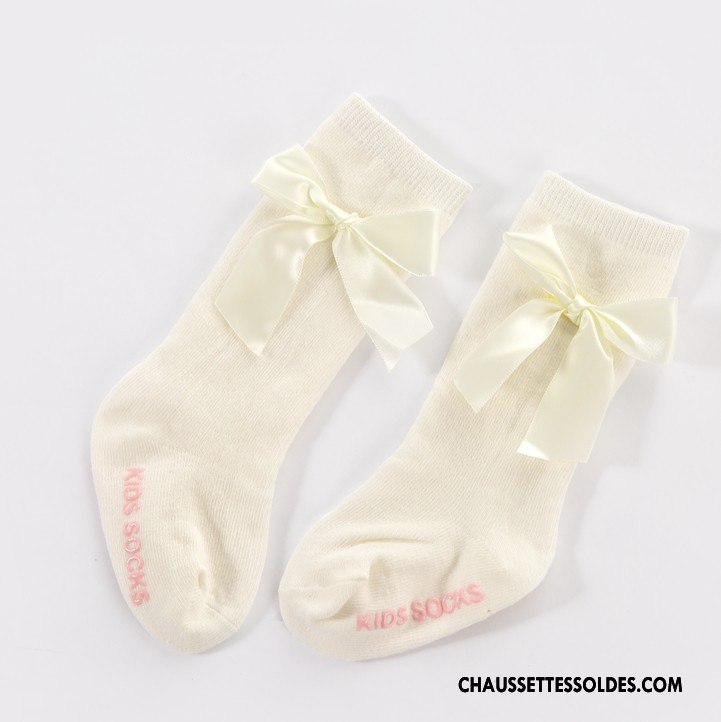 Chaussettes Mi Hautes Fille Milieu Papillon Bébé Le Nouveau Princesse L'automne Jaune Clair