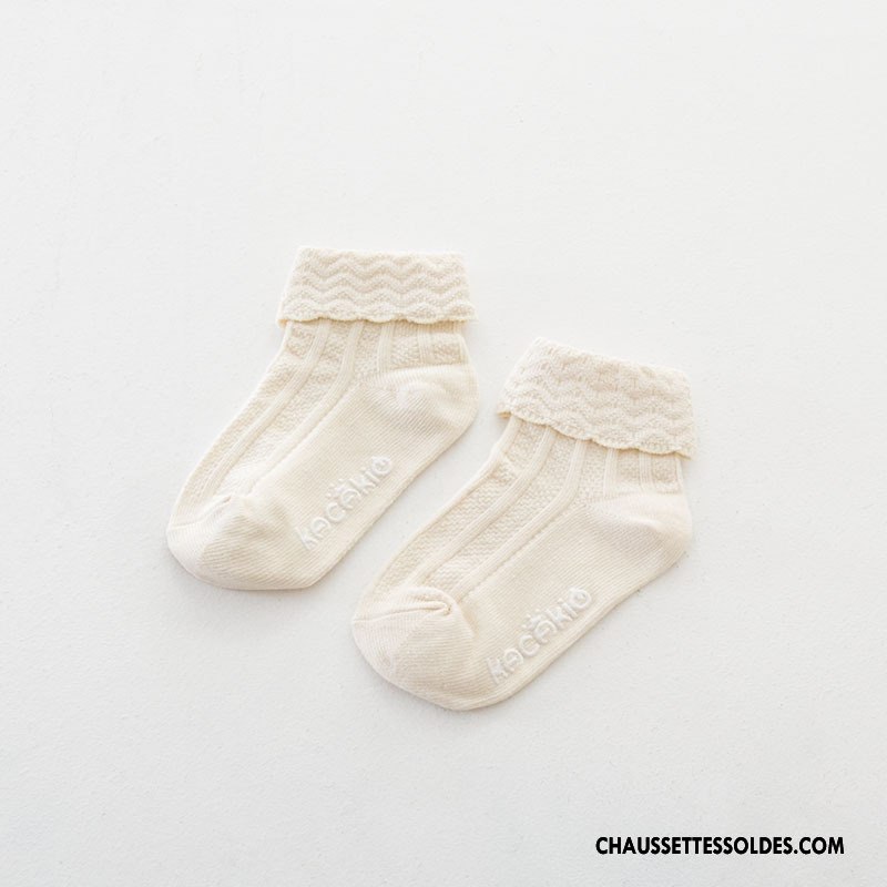 Chaussettes Mi Hautes Fille Modèle 100% Coton Femme Antidérapant Rétro Bébé Pure Rose