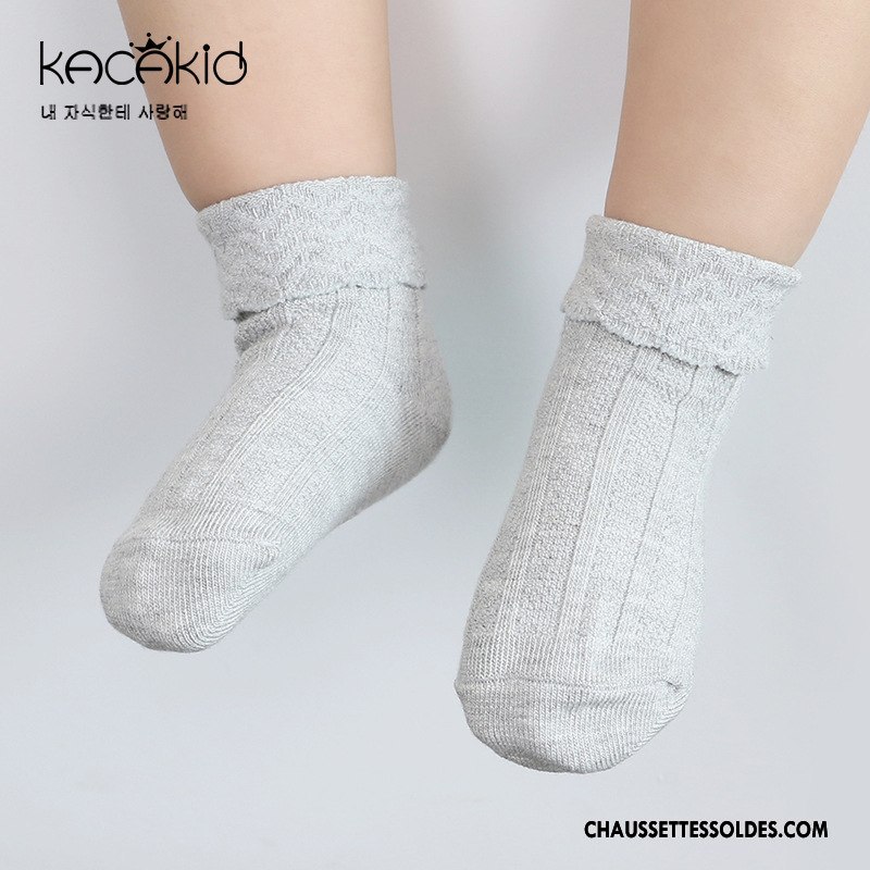 Chaussettes Mi Hautes Fille Modèle 100% Coton Femme Antidérapant Rétro Bébé Pure Rose