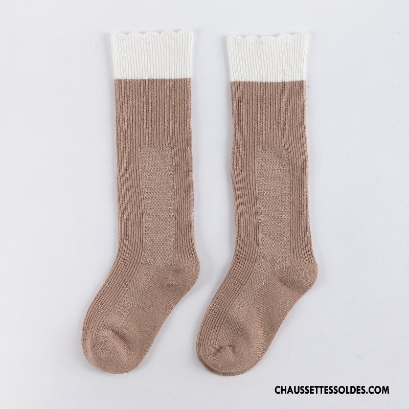 Chaussettes Mi Hautes Fille Nouvelles Arrivées Manuel Longue Dentelle Matelassé Milieu Rose