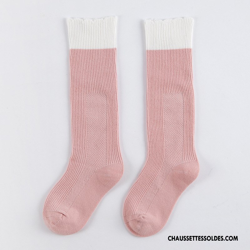 Chaussettes Mi Hautes Fille Nouvelles Arrivées Manuel Longue Dentelle Matelassé Milieu Rose