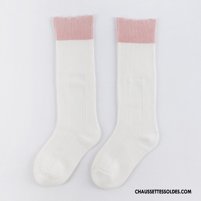 Chaussettes Mi Hautes Fille Nouvelles Arrivées Manuel Longue Dentelle Matelassé Milieu Rose