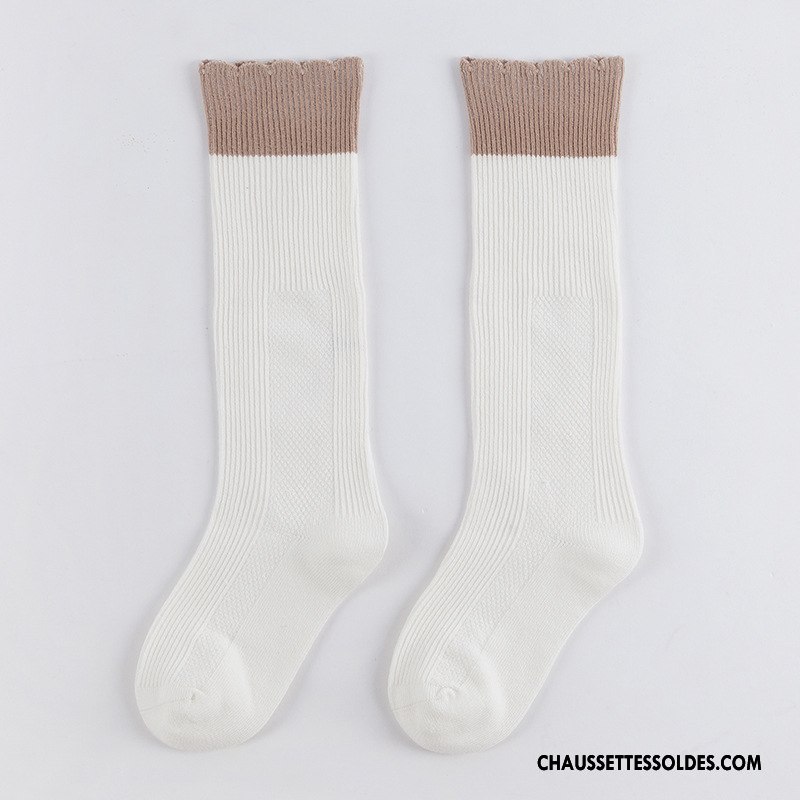 Chaussettes Mi Hautes Fille Nouvelles Arrivées Manuel Longue Dentelle Matelassé Milieu Rose