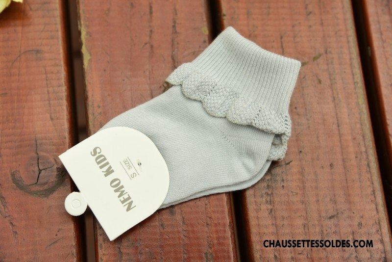 Chaussettes Mi Hautes Fille Nouvelles Arrivées Matelassé Beige Exquis Coton Bio Dentelle Blanc