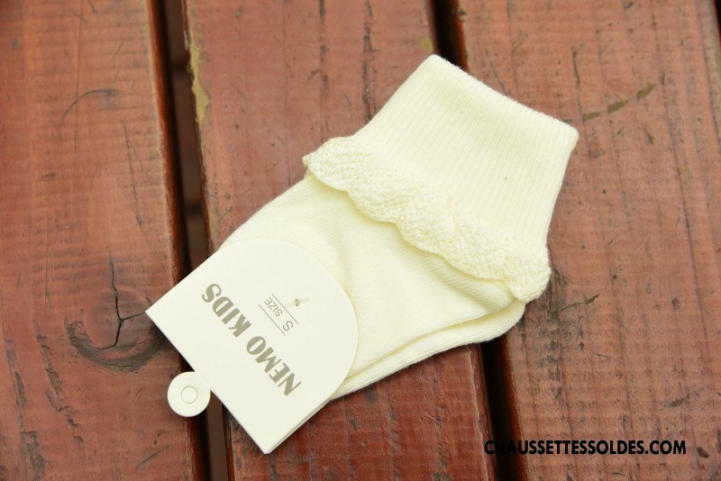 Chaussettes Mi Hautes Fille Nouvelles Arrivées Matelassé Beige Exquis Coton Bio Dentelle Blanc