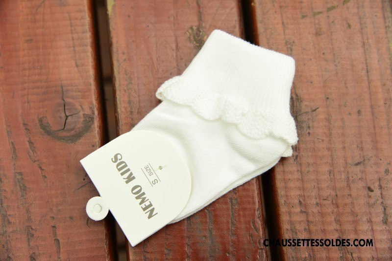 Chaussettes Mi Hautes Fille Nouvelles Arrivées Matelassé Beige Exquis Coton Bio Dentelle Blanc