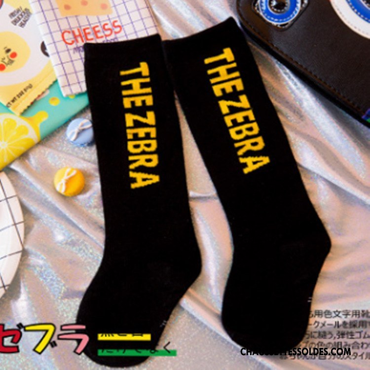 Chaussettes Mi Hautes Fille Original Lettre Milieu Élève Tendance Désign Jaune
