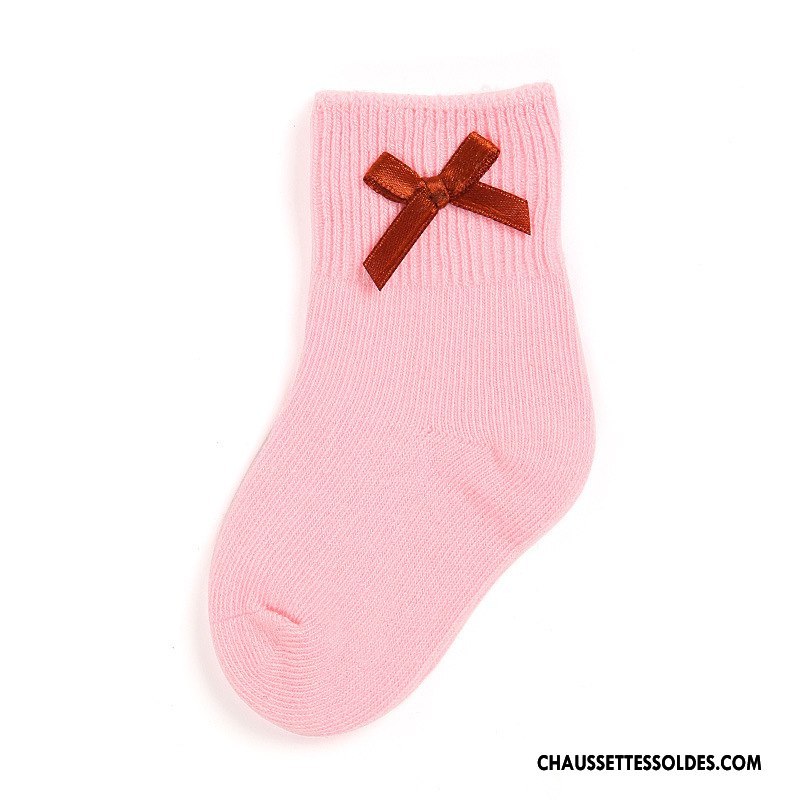 Chaussettes Mi Hautes Fille Papillon Antidérapant Bébé Bouche Libre Matelassé Gris