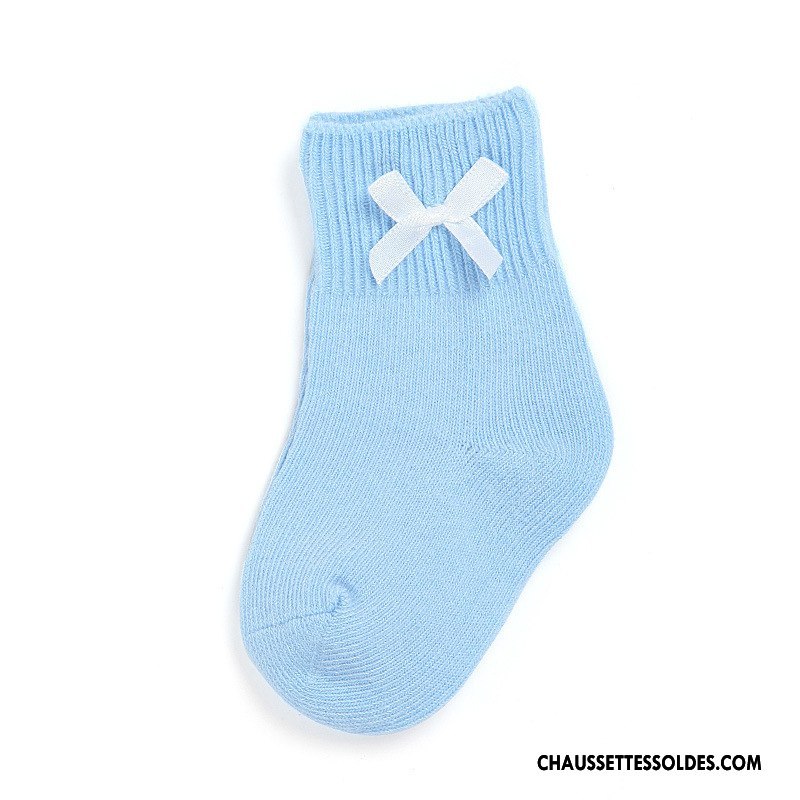 Chaussettes Mi Hautes Fille Papillon Antidérapant Bébé Bouche Libre Matelassé Gris