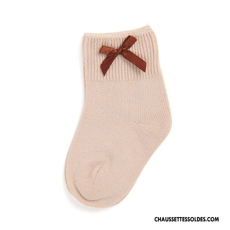 Chaussettes Mi Hautes Fille Papillon Antidérapant Bébé Bouche Libre Matelassé Gris