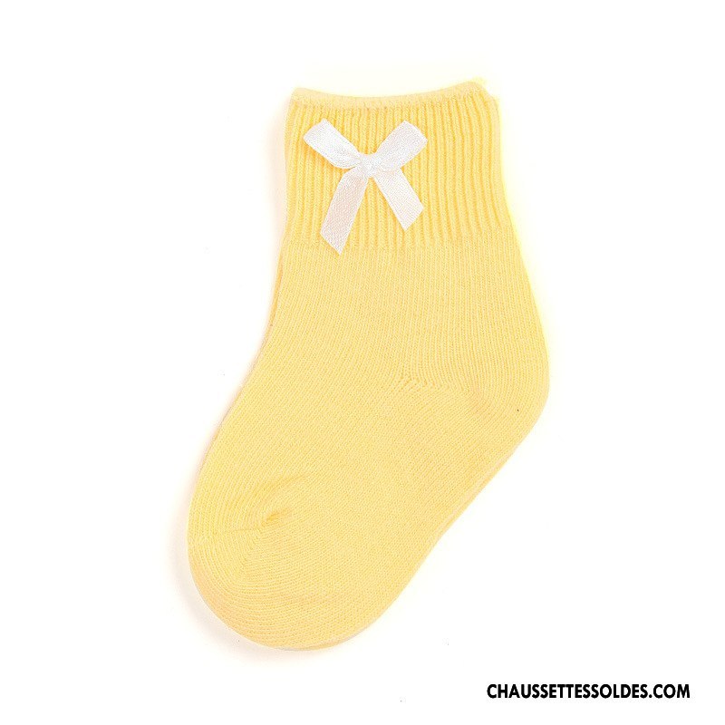 Chaussettes Mi Hautes Fille Papillon Antidérapant Bébé Bouche Libre Matelassé Gris