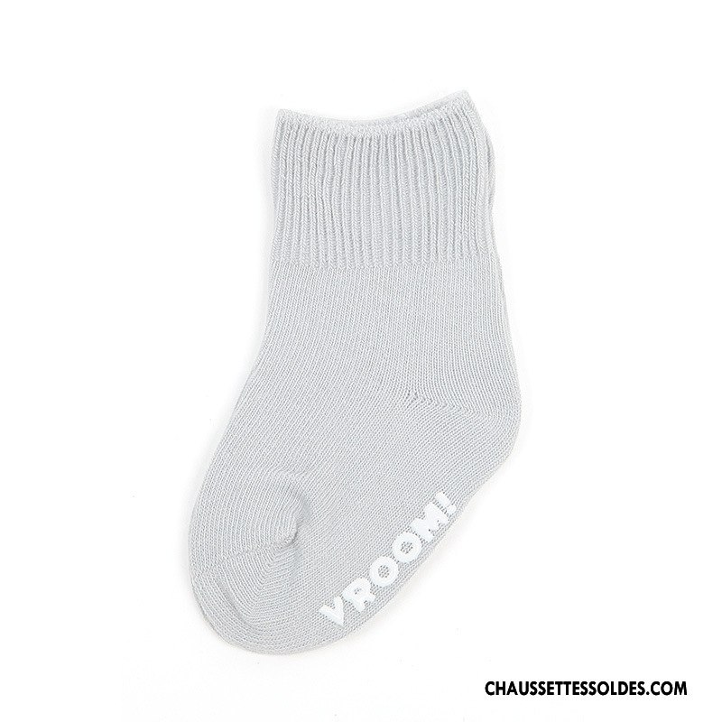 Chaussettes Mi Hautes Fille Papillon Antidérapant Bébé Bouche Libre Matelassé Gris