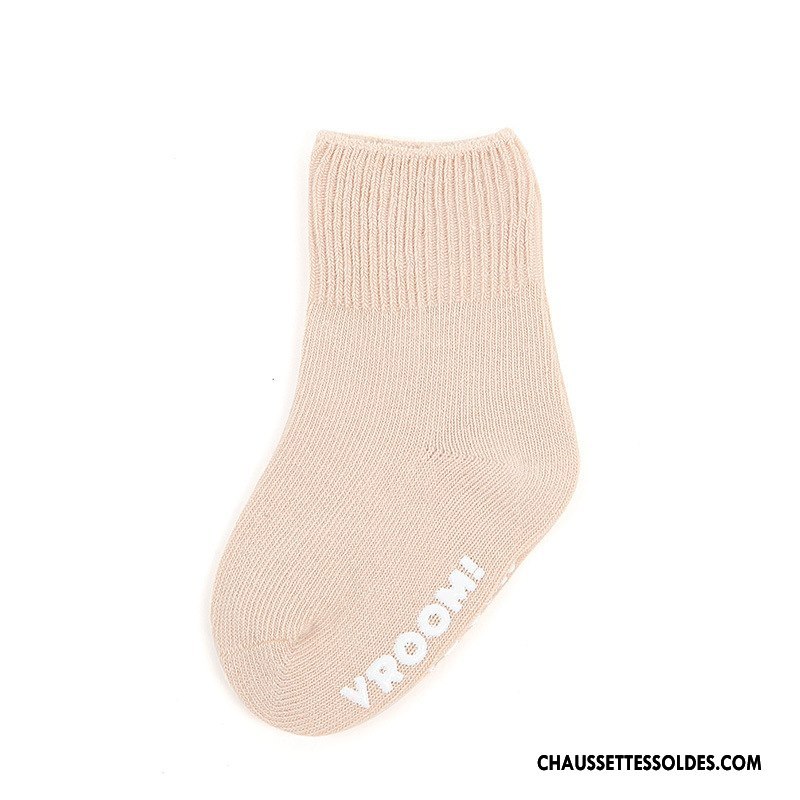 Chaussettes Mi Hautes Fille Papillon Antidérapant Bébé Bouche Libre Matelassé Gris