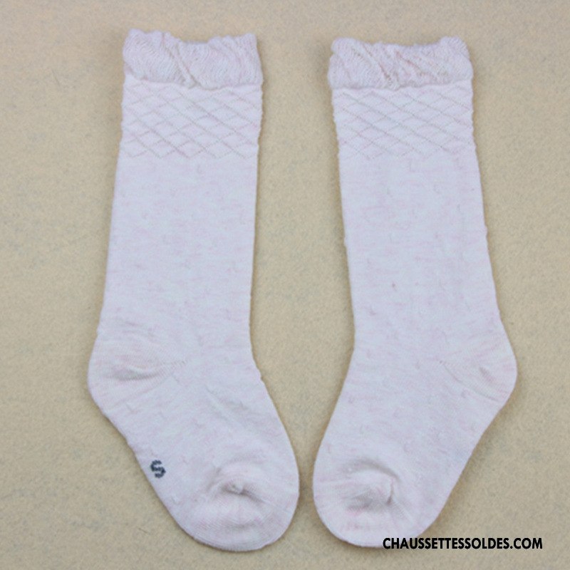 Chaussettes Mi Hautes Fille Papillon Coton Bio Bébé Enfant Beige Milieu Blanc