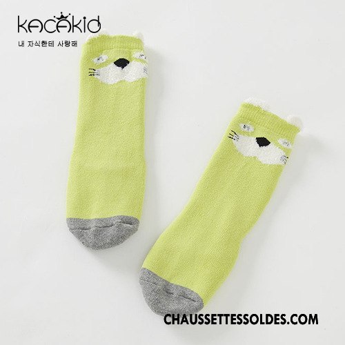 Chaussettes Mi Hautes Fille Plume L'automne Hiver Antidérapant 100% Coton Dessin Animé Bleu